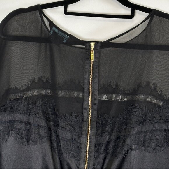 GUESS for MARCIANO Black Silk Satin & Lace Dress, Bewitching, Alluring, Large - Picture 7 of 14